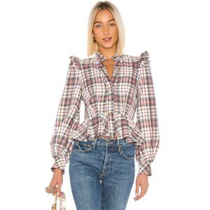 Petersyn Dean Blouse in Brisbane Women's Small Revolve Plaid Peplum Academia